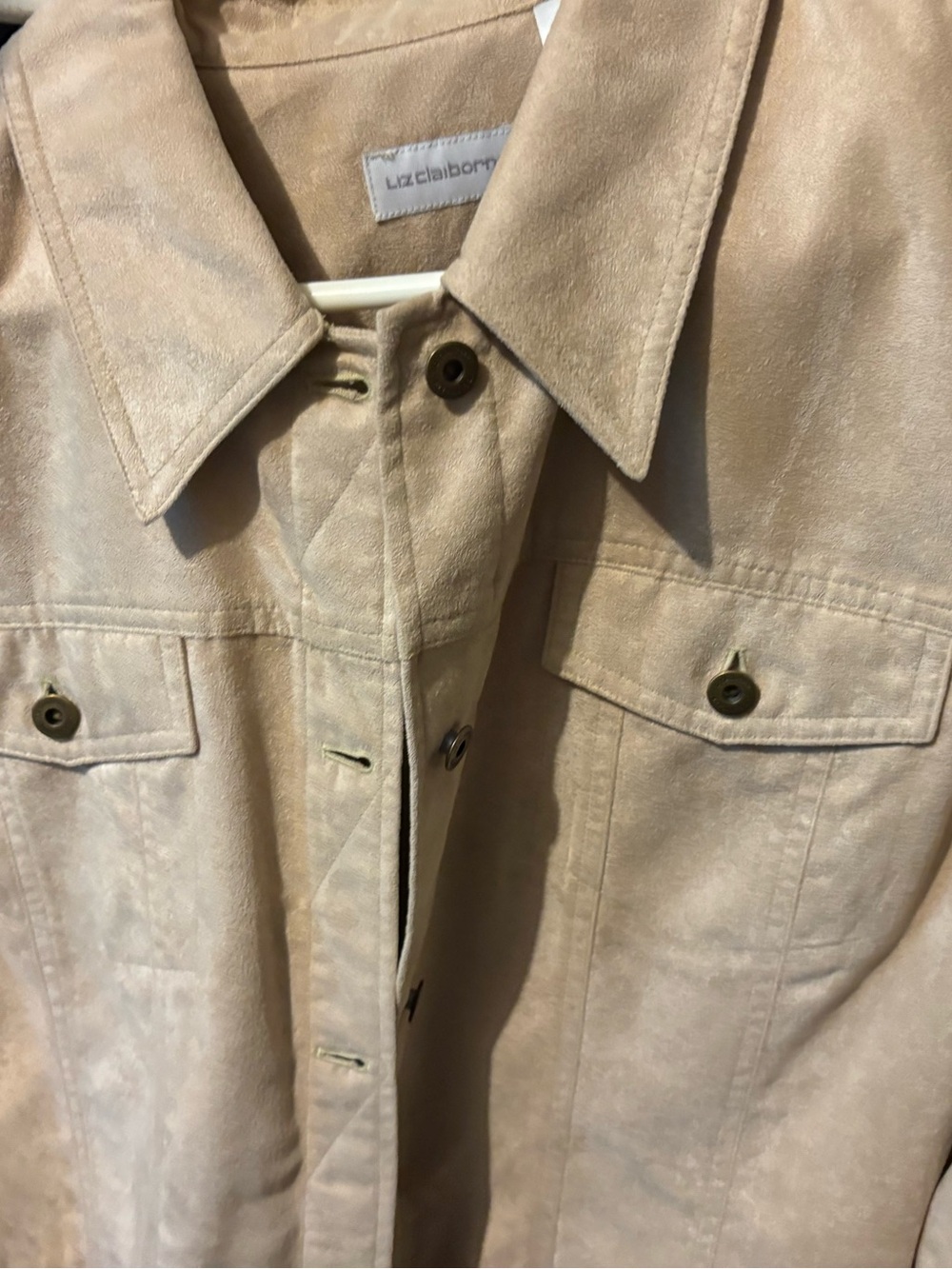 Liz Claiborne Light Beige Faux Suede Button Jacket